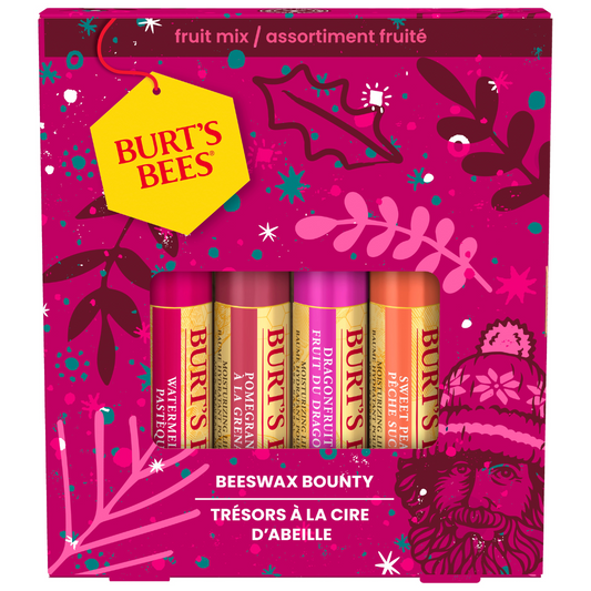 Burt's Bees Fruity Assortment Quartet Set (Peach + Watermelon + Dragon Fruit Lemon + Pomegranate)